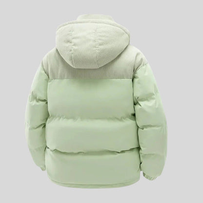 VogeLuxe | Men’s Two Tone Corduroy Yoke Puffer Jacket