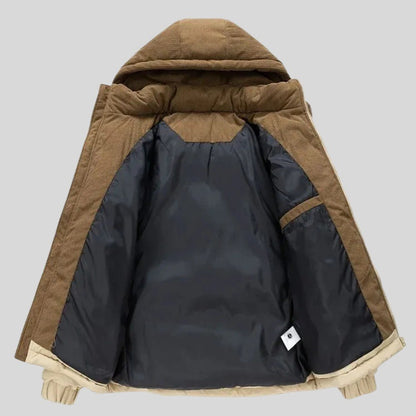 VogeLuxe | Men’s Two Tone Corduroy Yoke Puffer Jacket