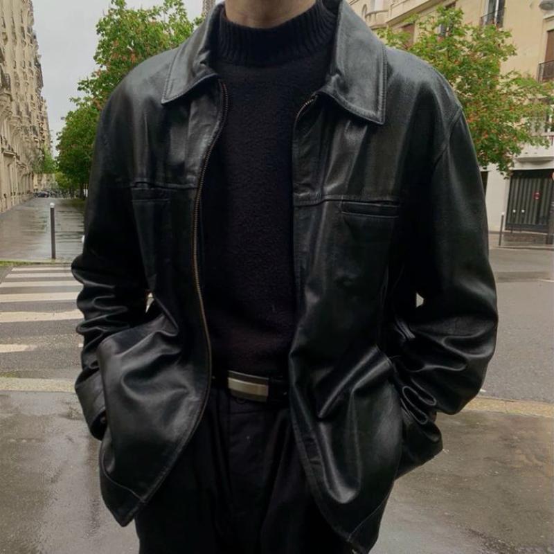 Men's Vintage Style Black Faux Leather Jacket - BritishElegance