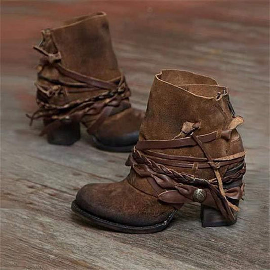 Women's Ankle Boots - Chic Synthetic Leather Cowboy Style - VogeLuxe