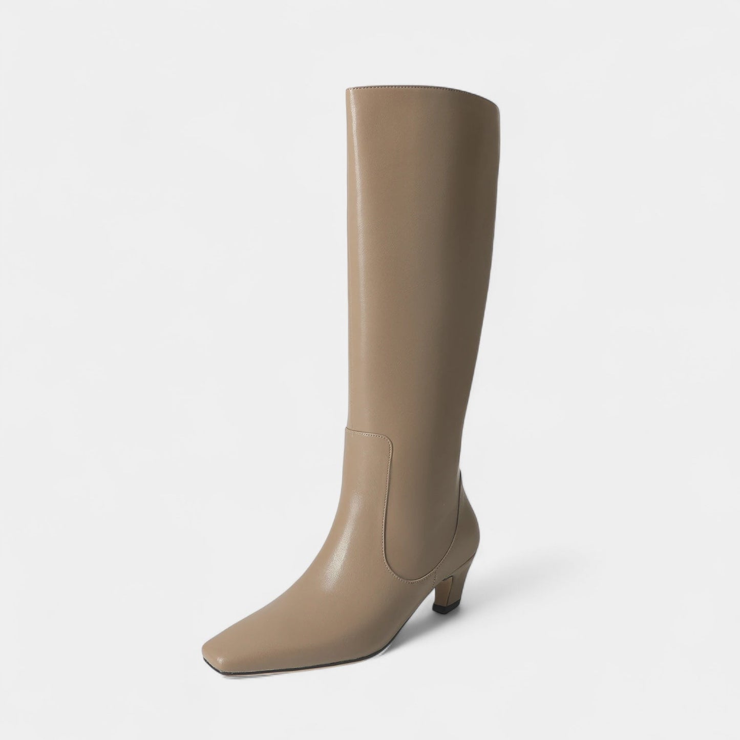 Ladies High Heel Ankle Boots - Sharp Toe, Low Block Heel