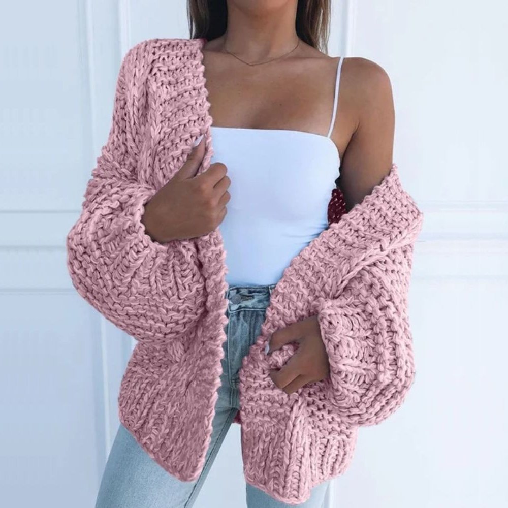 Cozy Women's Cable Knit Winter Cardigan Sweater