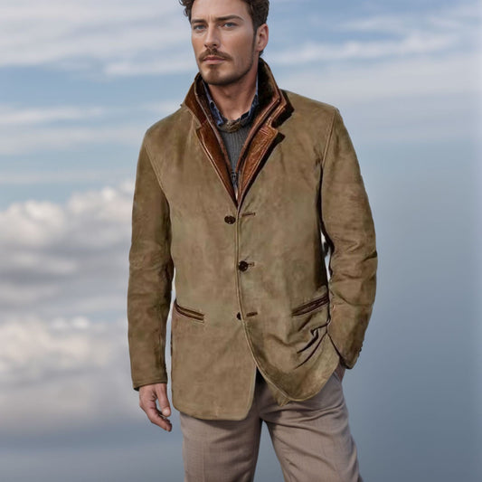 Classic Men's Faux Leather Trench Coat - VogeLuxe