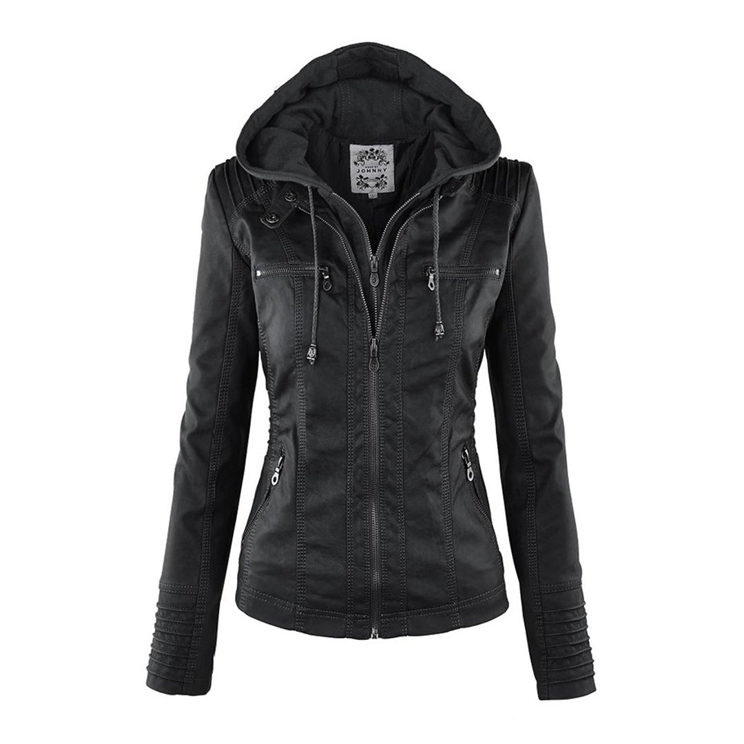 Fashionable Women's Fitted Leather Biker Jacket