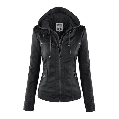 Fashionable Women's Fitted Leather Biker Jacket