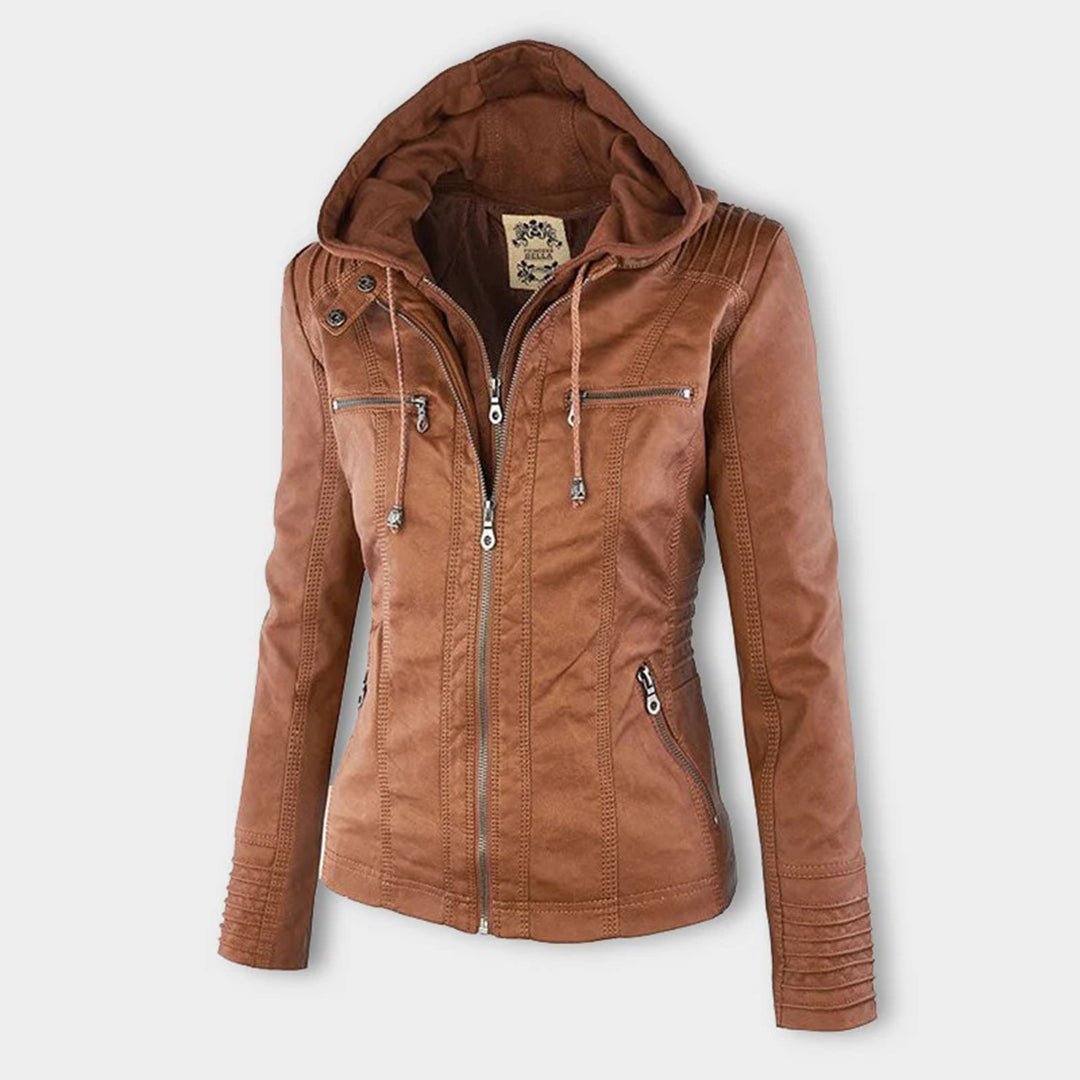Fashionable Women's Fitted Leather Biker Jacket - VogeLuxe