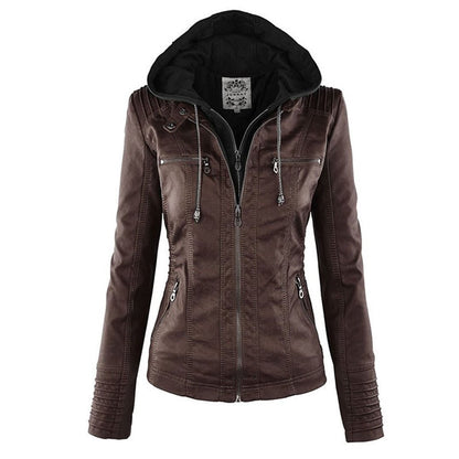 Fashionable Women's Fitted Leather Biker Jacket