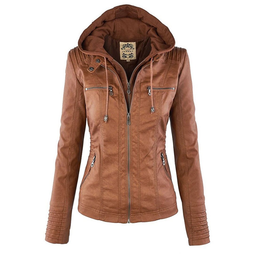 Fashionable Women's Fitted Leather Biker Jacket
