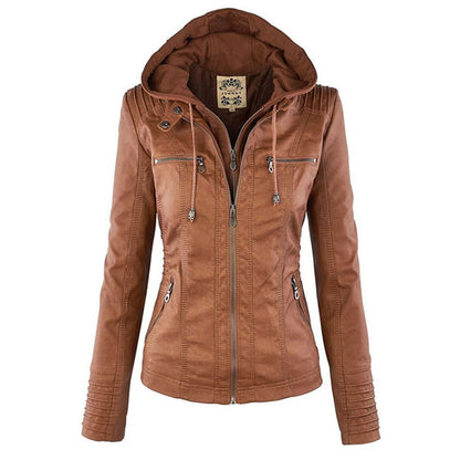 Fashionable Women's Fitted Leather Biker Jacket
