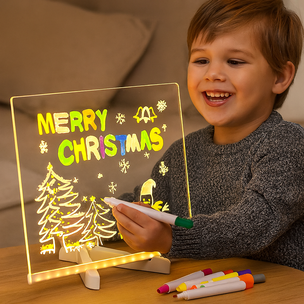 Colorful LED Kids Drawing Pad Reusable Light Up Tablet - VogeLuxe