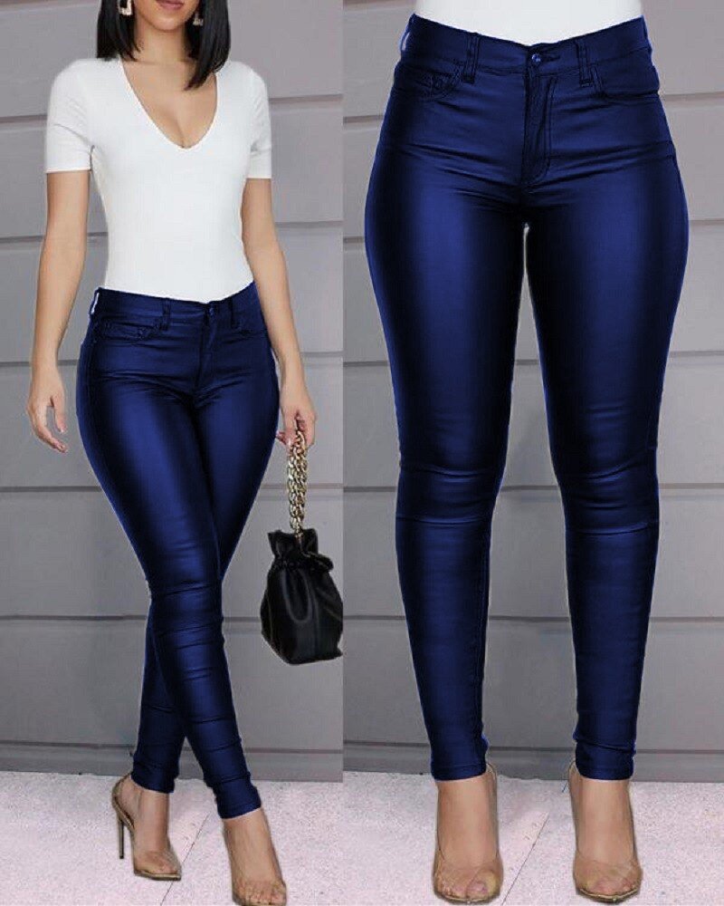 Ladies' Chic Vegan Leather Skinny Trousers