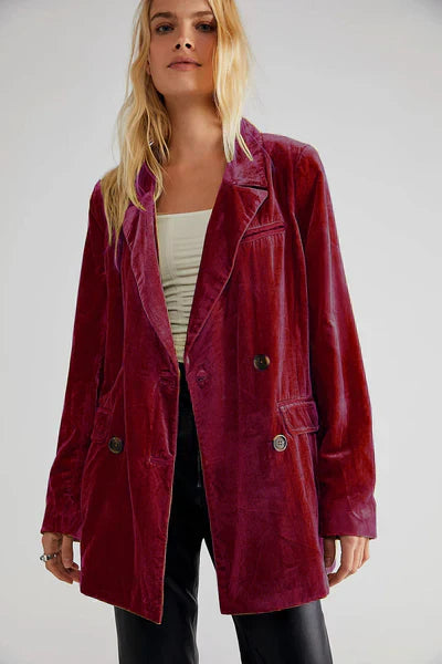 Ladies' Classic Velvet Jacket with Buttons