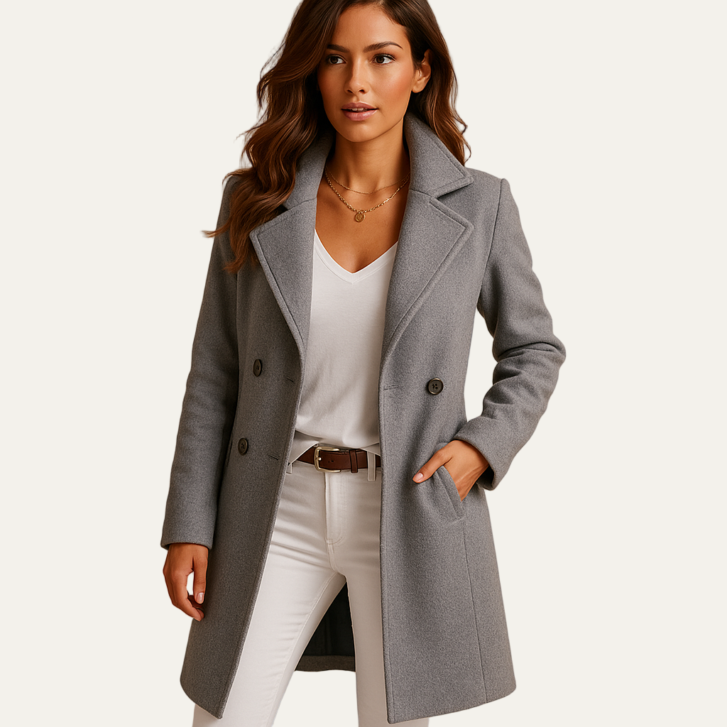 VogeLuxe | Women’s Double Breasted Mid Length Peacoat