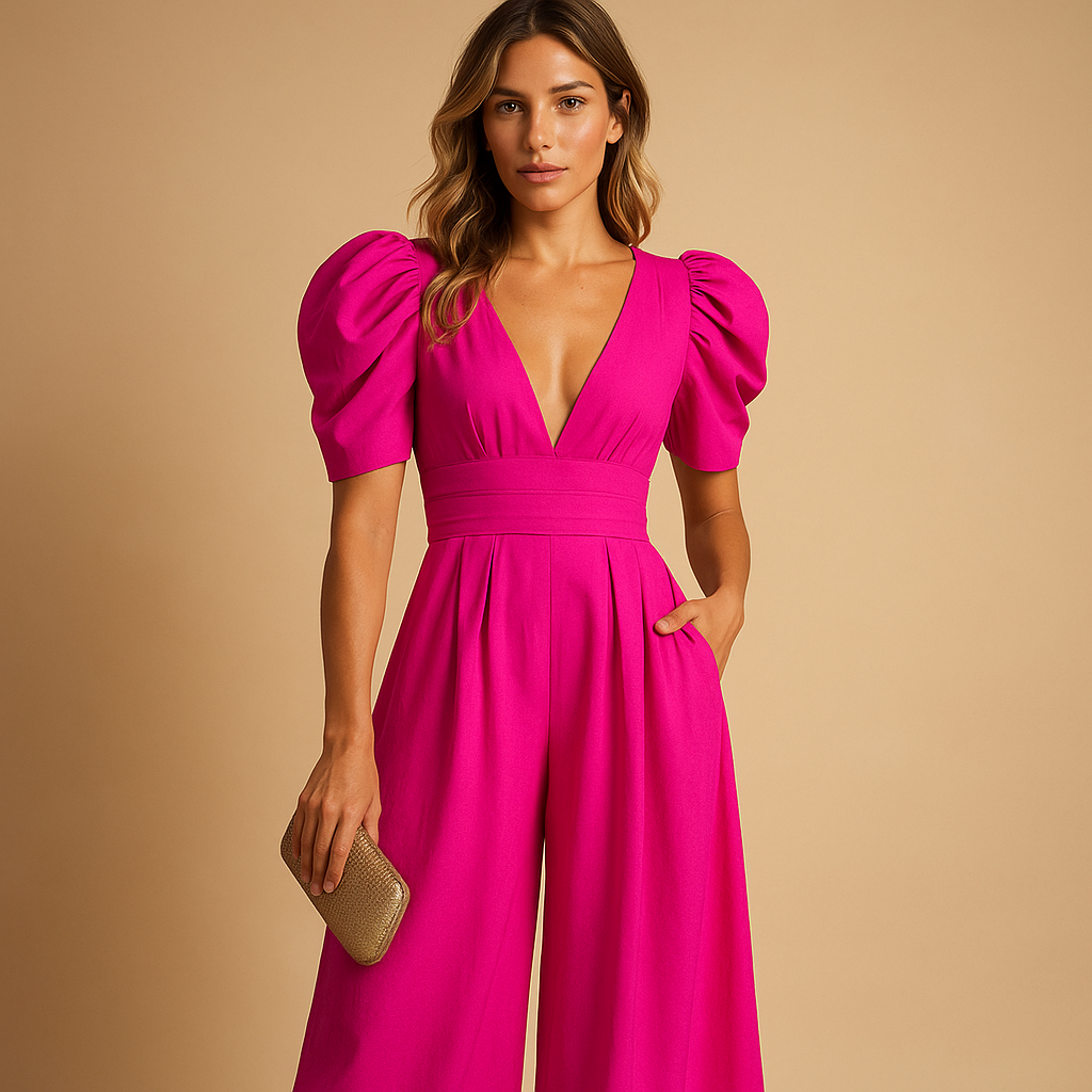 Women's Chic Floor Length Jumpsuit with Slim Fit
