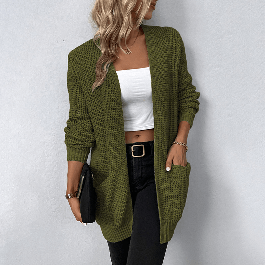 Cozy Women's Long Sleeve Cardigan with Pockets - VogeLuxe
