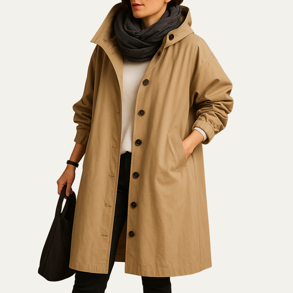 VogeLuxe | Women’s Mid Length Hooded Funnel Neck Parka