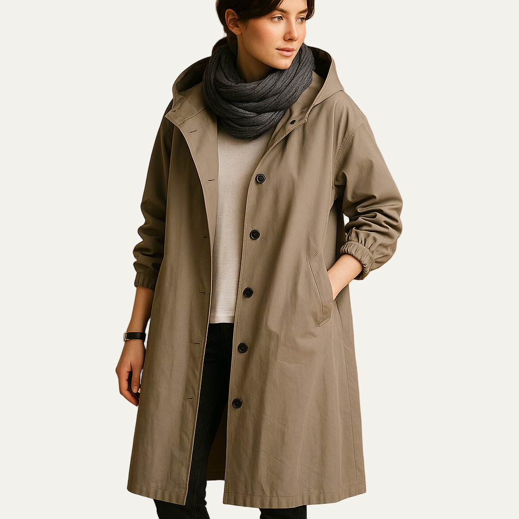 VogeLuxe | Women’s Mid Length Hooded Funnel Neck Parka