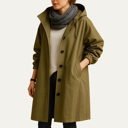 VogeLuxe | Women’s Mid Length Hooded Funnel Neck Parka