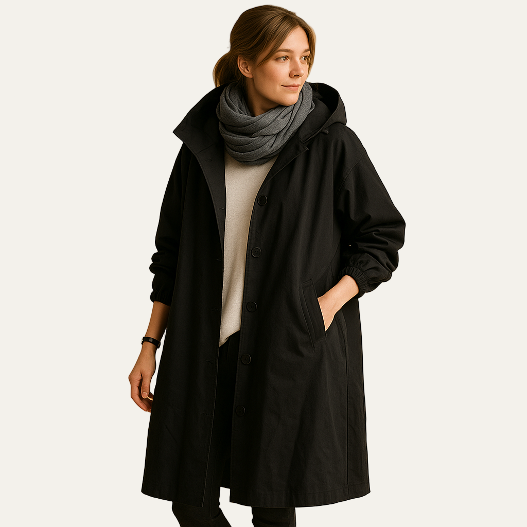 VogeLuxe | Women’s Mid Length Hooded Funnel Neck Parka
