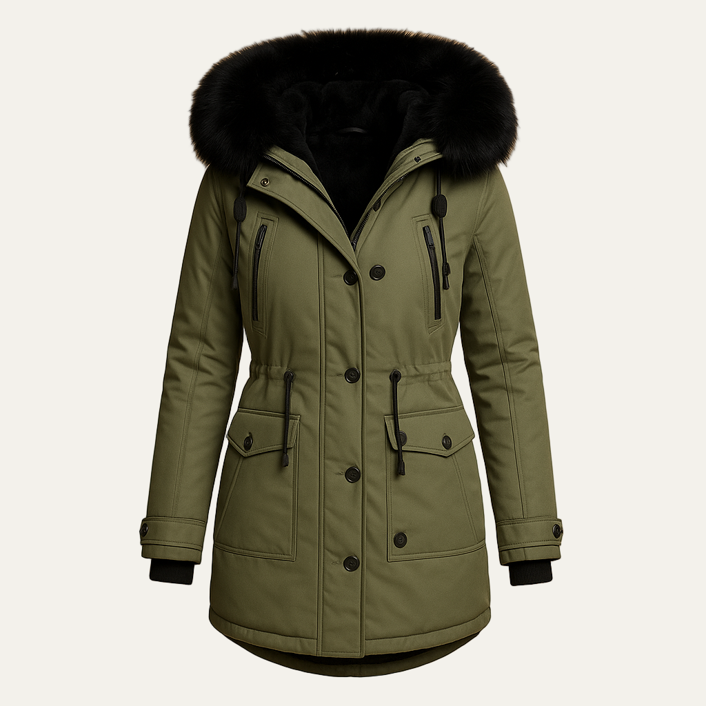 VogeLuxe | Women’s Faux Fur Hooded Cinched Waist Parka