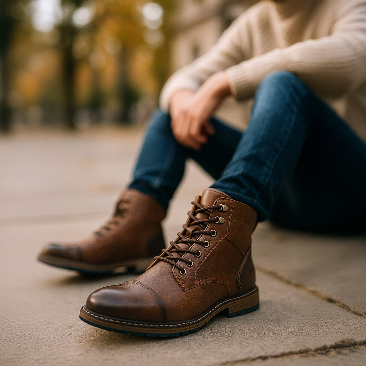 VogeLuxe | Men’s Textured Leather Combat Boots