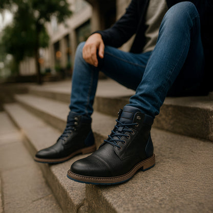 VogeLuxe | Men’s Textured Leather Combat Boots