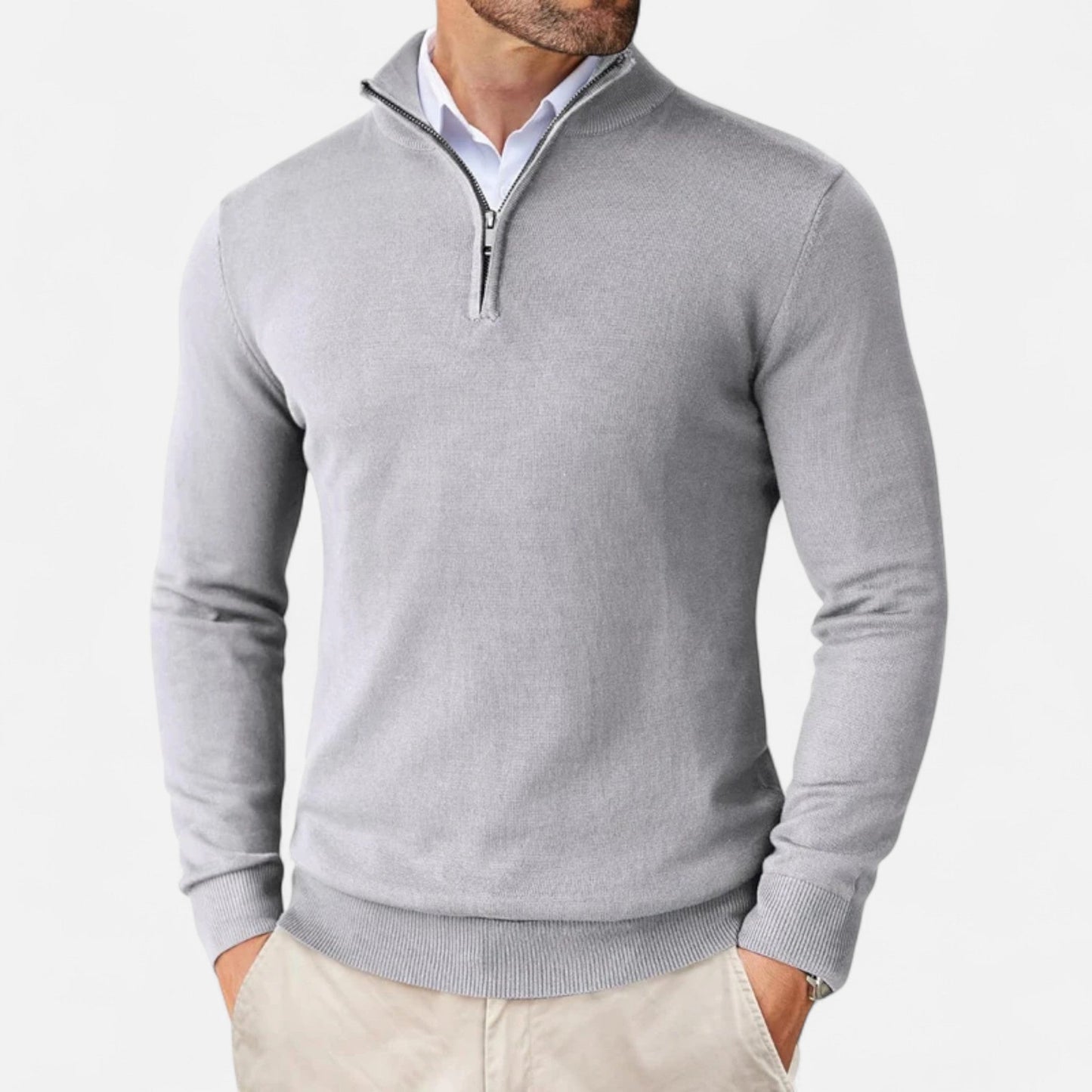 Fitted Men's Quarter Zip Sweater
