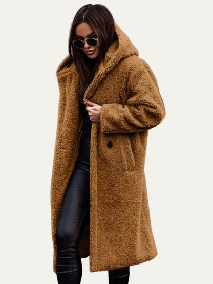 VogeLuxe | Women’s Long Line Teddy Sherpa Buttoned Coat