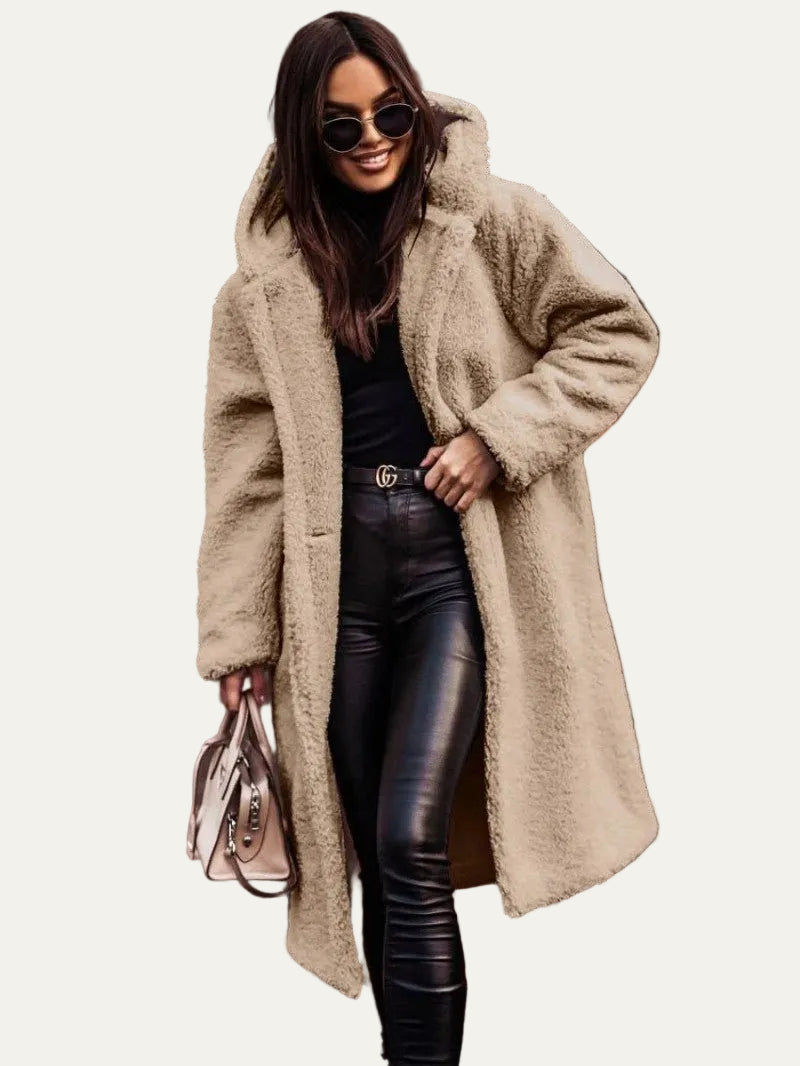 VogeLuxe | Women’s Long Line Teddy Sherpa Buttoned Coat
