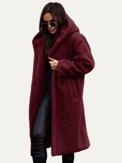 VogeLuxe | Women’s Long Line Teddy Sherpa Buttoned Coat
