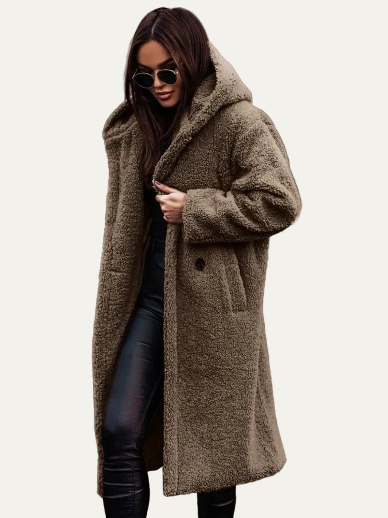 VogeLuxe | Women’s Long Line Teddy Sherpa Buttoned Coat