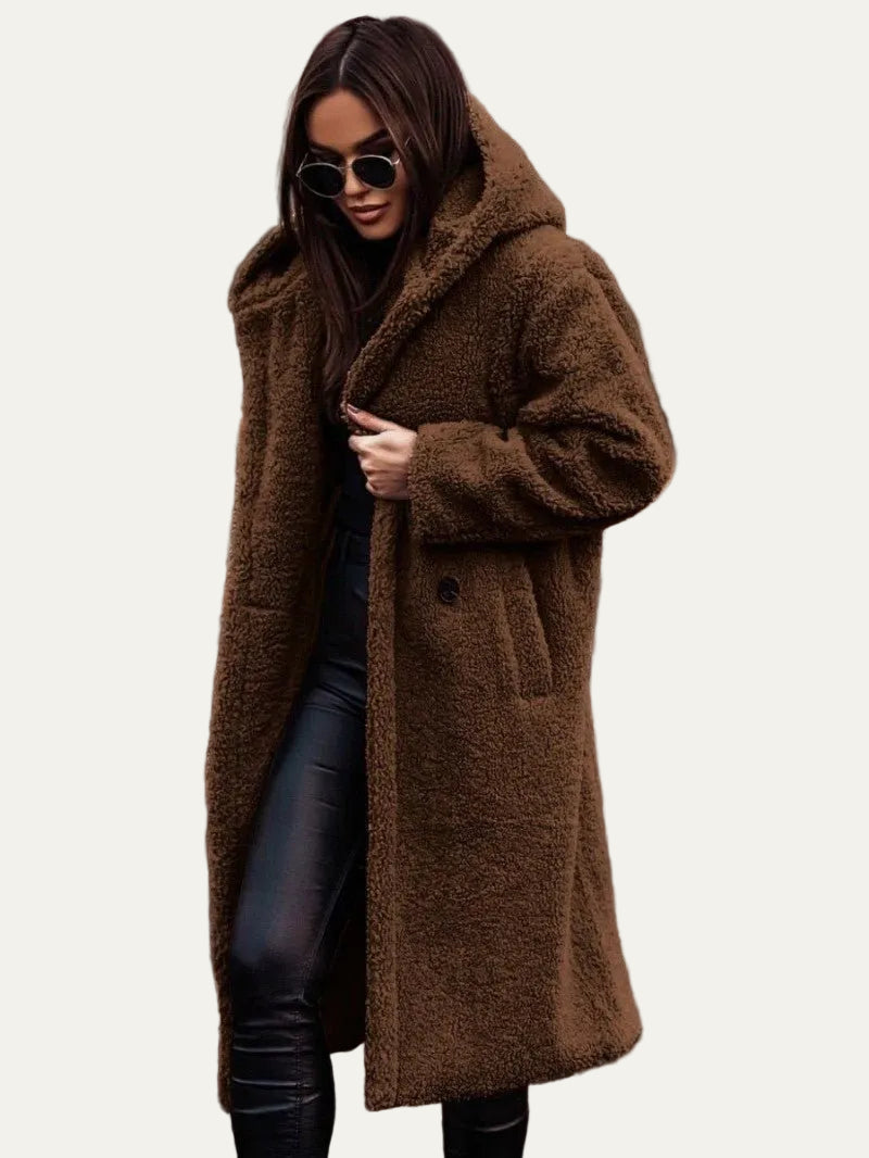 VogeLuxe | Women’s Long Line Teddy Sherpa Buttoned Coat