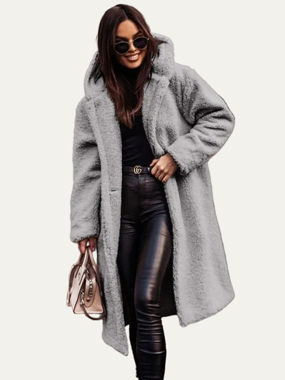 VogeLuxe | Women’s Long Line Teddy Sherpa Buttoned Coat
