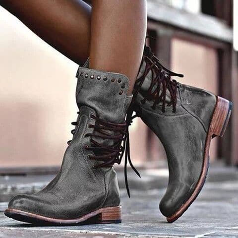 Trendy Faux Leather Ankle Boots with Metal Buckles