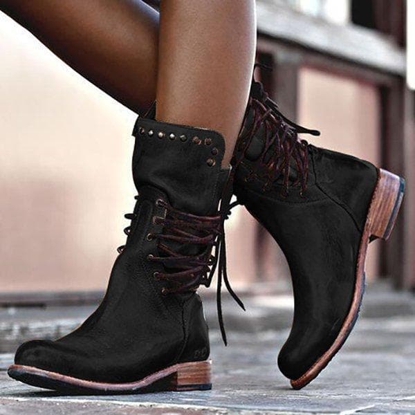 Trendy Faux Leather Ankle Boots with Metal Buckles