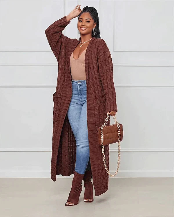 Cozy Women's Knit Long Cardigan Sweater - BritishElegance