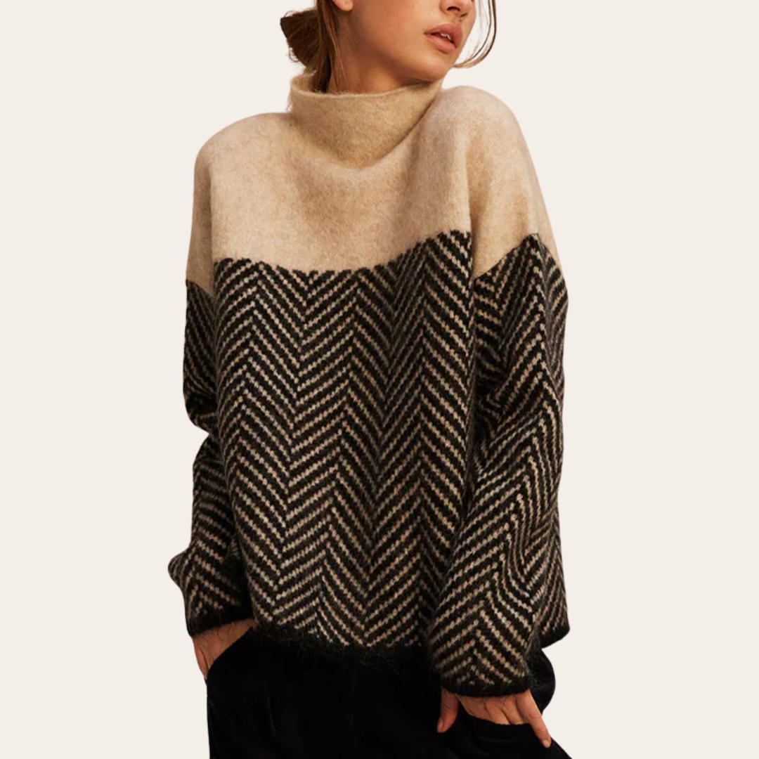 VogeLuxe | Women’s Two-Tone Chevron Knit Sweater