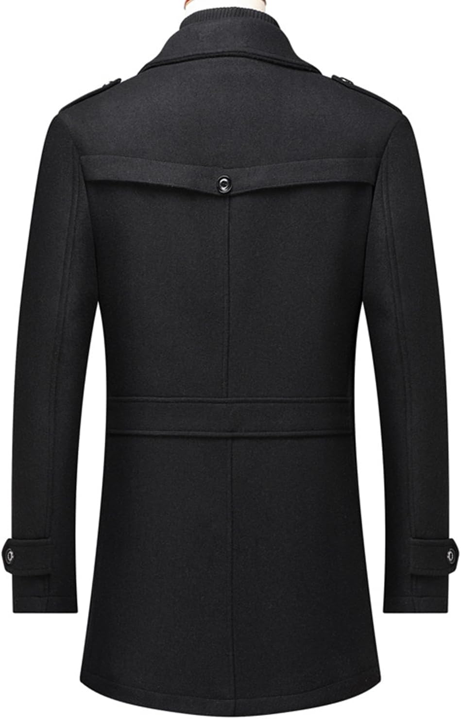 VogeLuxe | Men’s Wool Blend Peacoat with Hidden Bib and Quilted Lining