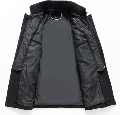 VogeLuxe | Men’s Wool Blend Peacoat with Hidden Bib and Quilted Lining