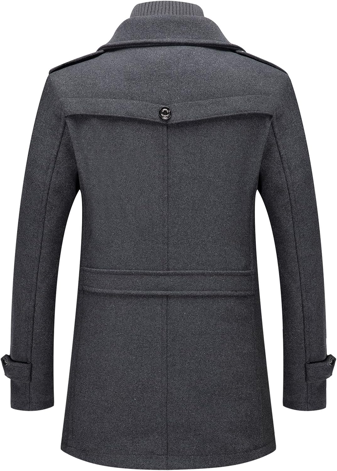 VogeLuxe | Men’s Wool Blend Peacoat with Hidden Bib and Quilted Lining