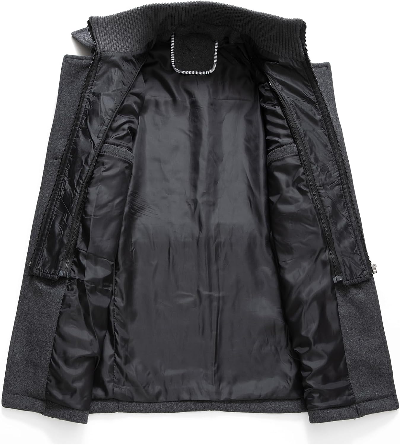 VogeLuxe | Men’s Wool Blend Peacoat with Hidden Bib and Quilted Lining