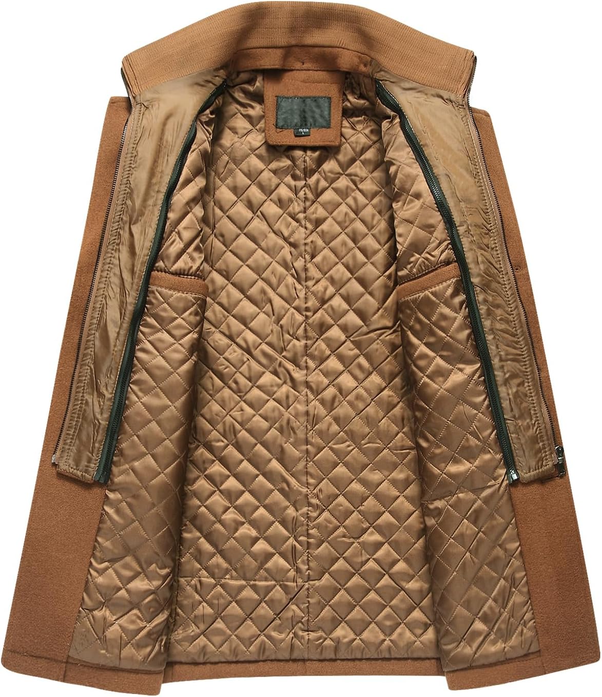 VogeLuxe | Men’s Wool Blend Peacoat with Hidden Bib and Quilted Lining