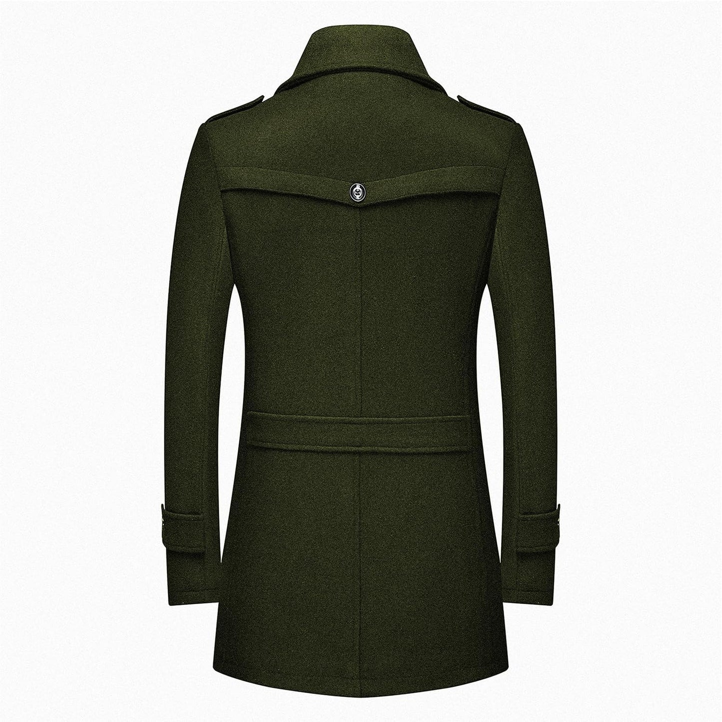VogeLuxe | Men’s Wool Blend Peacoat with Hidden Bib and Quilted Lining
