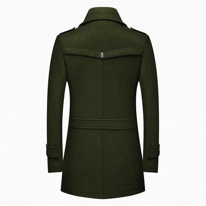 VogeLuxe | Men’s Wool Blend Peacoat with Hidden Bib and Quilted Lining