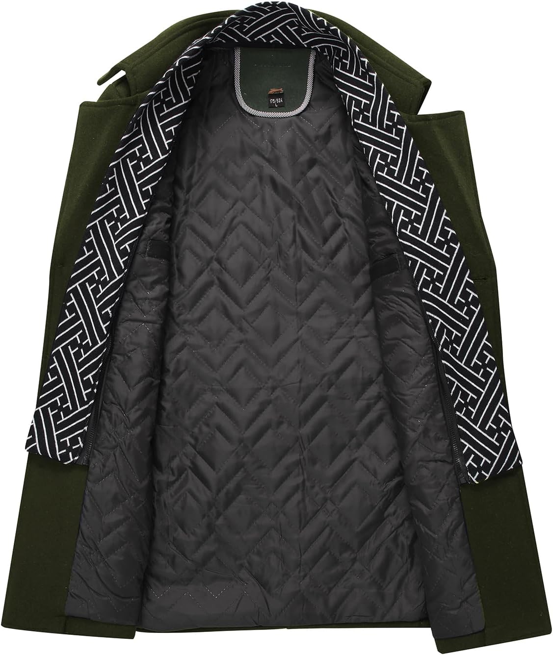 VogeLuxe | Men’s Wool Blend Peacoat with Hidden Bib and Quilted Lining