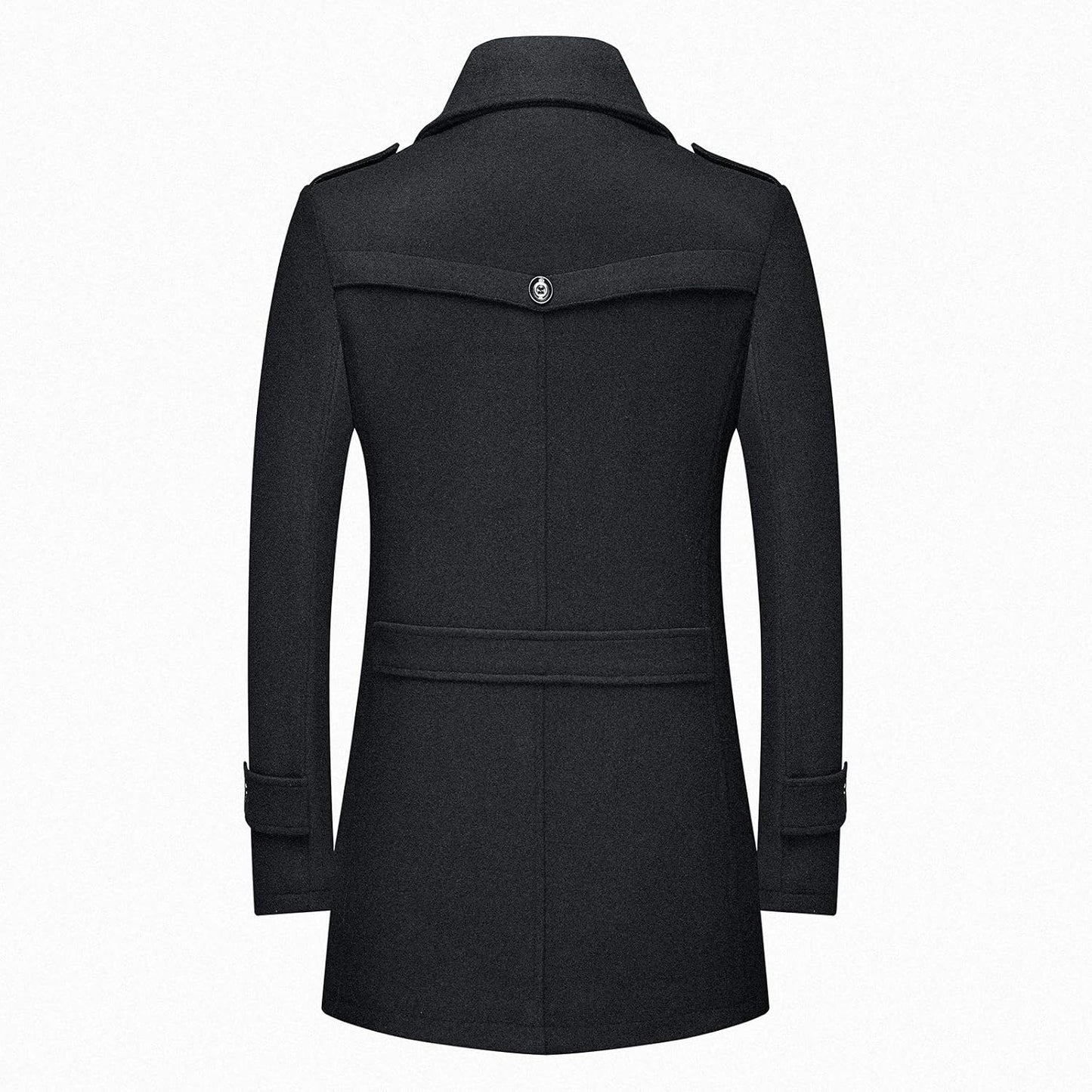 VogeLuxe | Men’s Wool Blend Peacoat with Hidden Bib and Quilted Lining