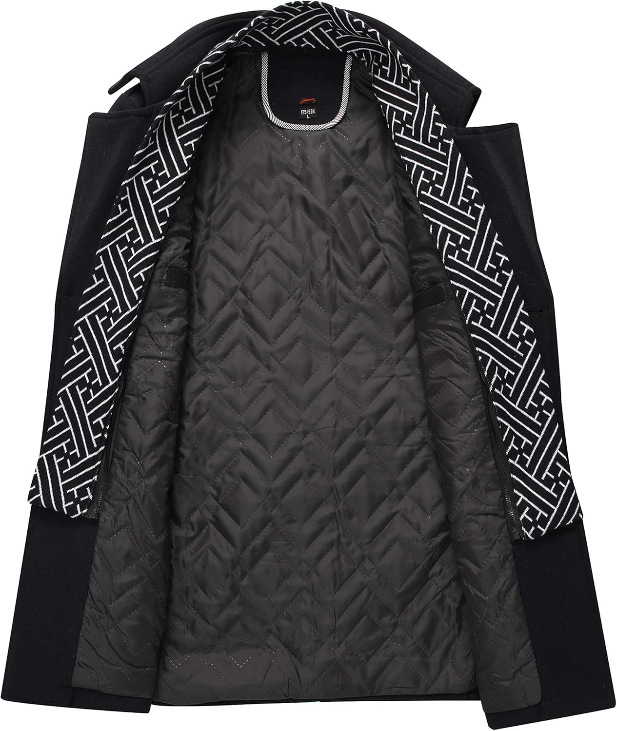 VogeLuxe | Men’s Wool Blend Peacoat with Hidden Bib and Quilted Lining