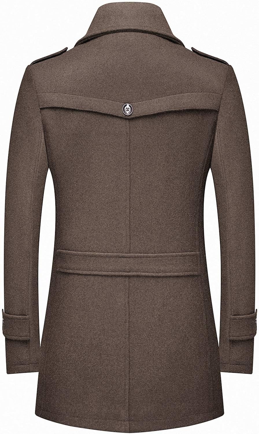 VogeLuxe | Men’s Wool Blend Peacoat with Hidden Bib and Quilted Lining