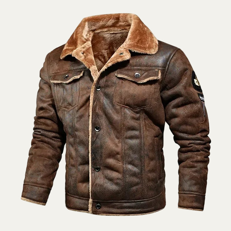 VogeLuxe | Men’s Suede Look Sherpa Lined Trucker Jacket