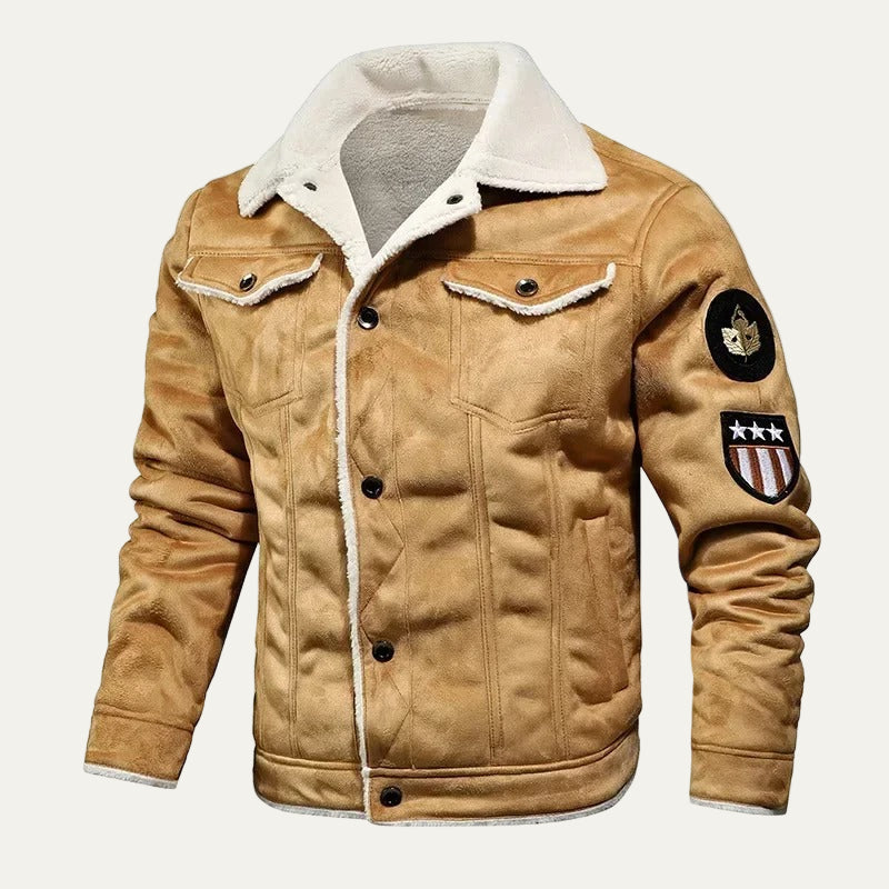 VogeLuxe | Men’s Suede Look Sherpa Lined Trucker Jacket